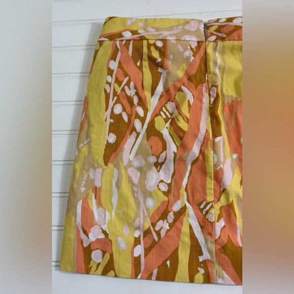 J. Crew Limoncello Mini Skirt Womens Size 8 Orange Yellow Brown Zipper - Picture 13 of 16
